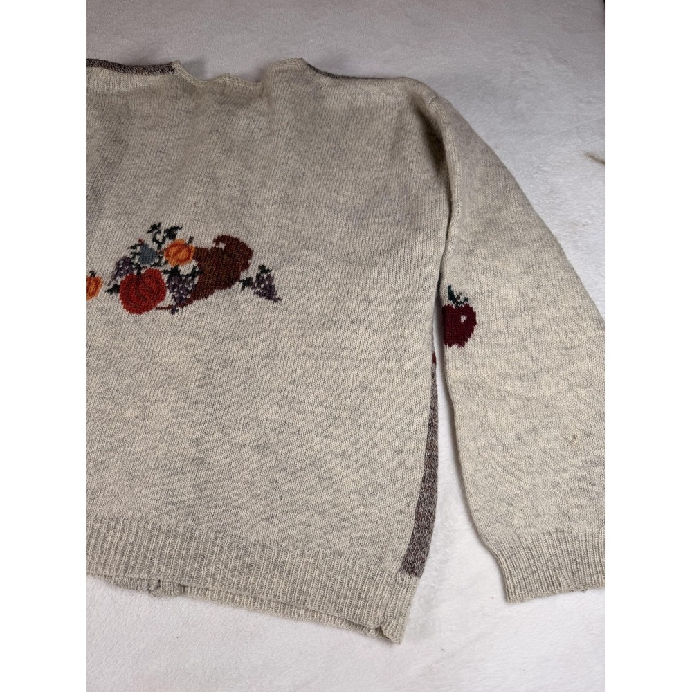 Woolrich Cardigan Sweater Womens Large Beige 100% Wool Fall Harvest Apple Knit - Picture 16 of 16
